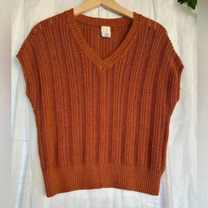 Joie V-Neck Orange Short Sleeve Sweater